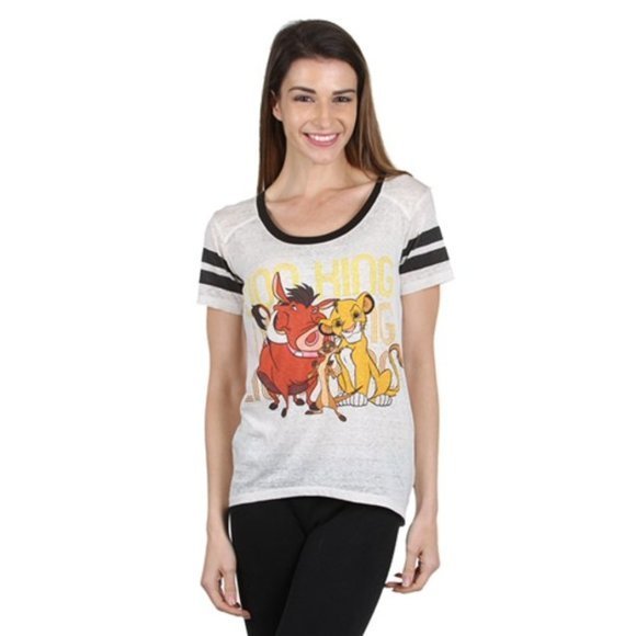 Disney Tops - Women's Juniors Disney Lion king Baseball Ringer Cream Short Sleeves T-shirt